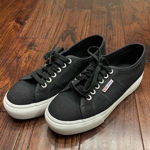 Black Canvas Superga Sneakers - Size 39 (8)
